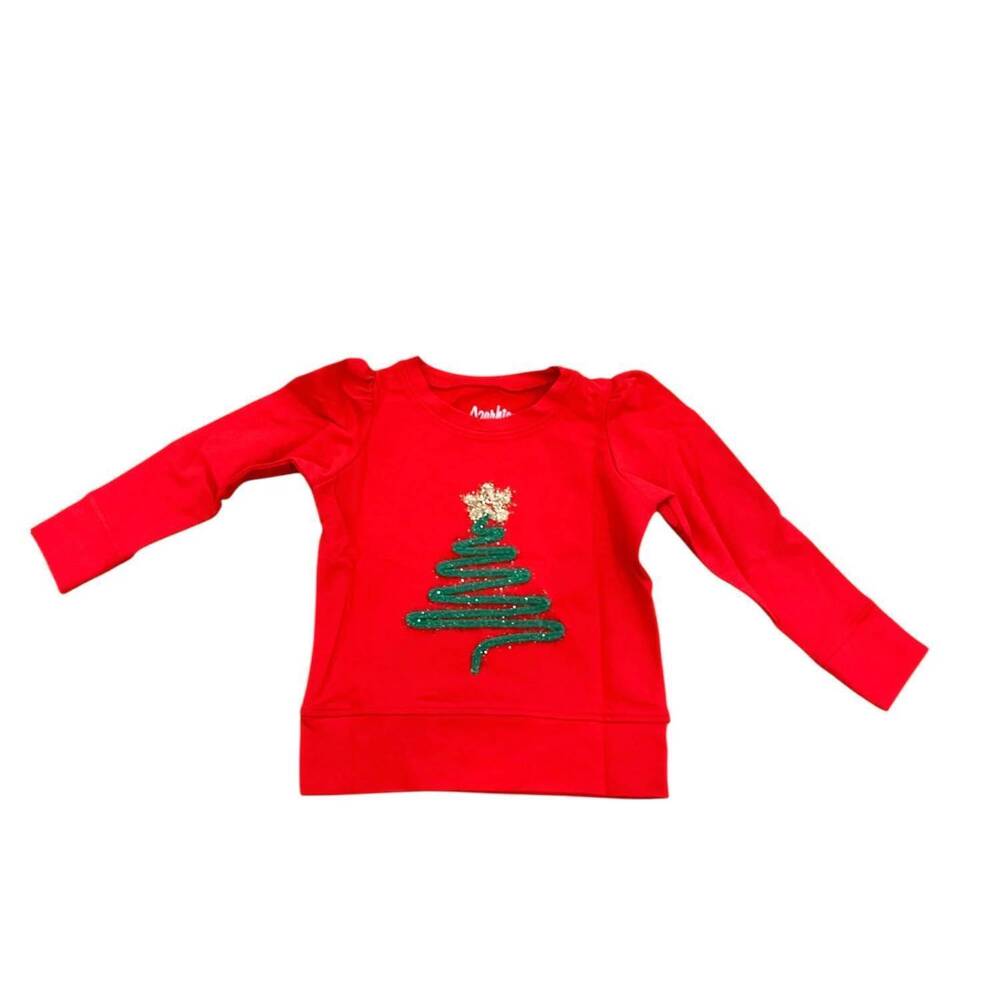 NEW AZARHIA kid's tinsel tree sweatshirt in red